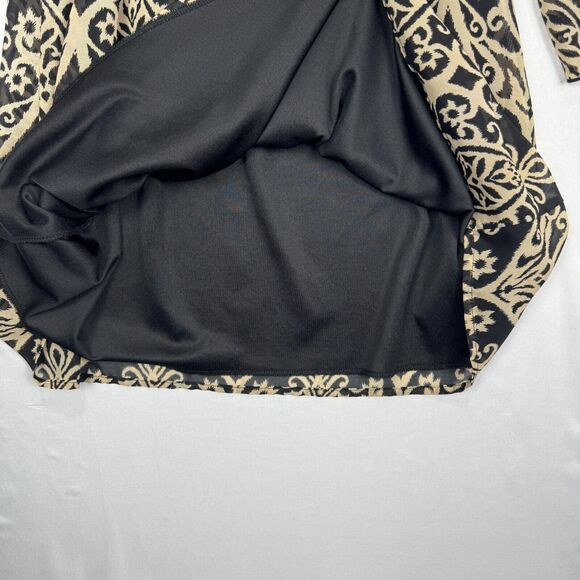 2B Together Sheer Bell Sleeve Tunic Dress Black Tan Women Size Small Long Sleeve - Picture 8 of 11